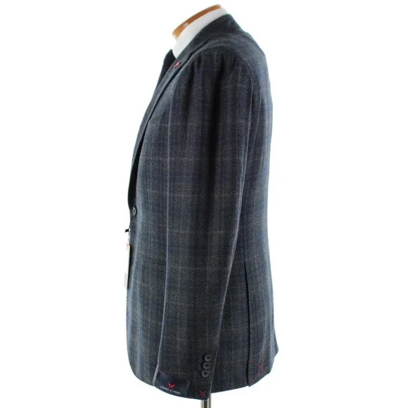 Cardinal of Canada NWT Wool Sport Coat Size 42R US In Gray & Blue Birdseye Plaid